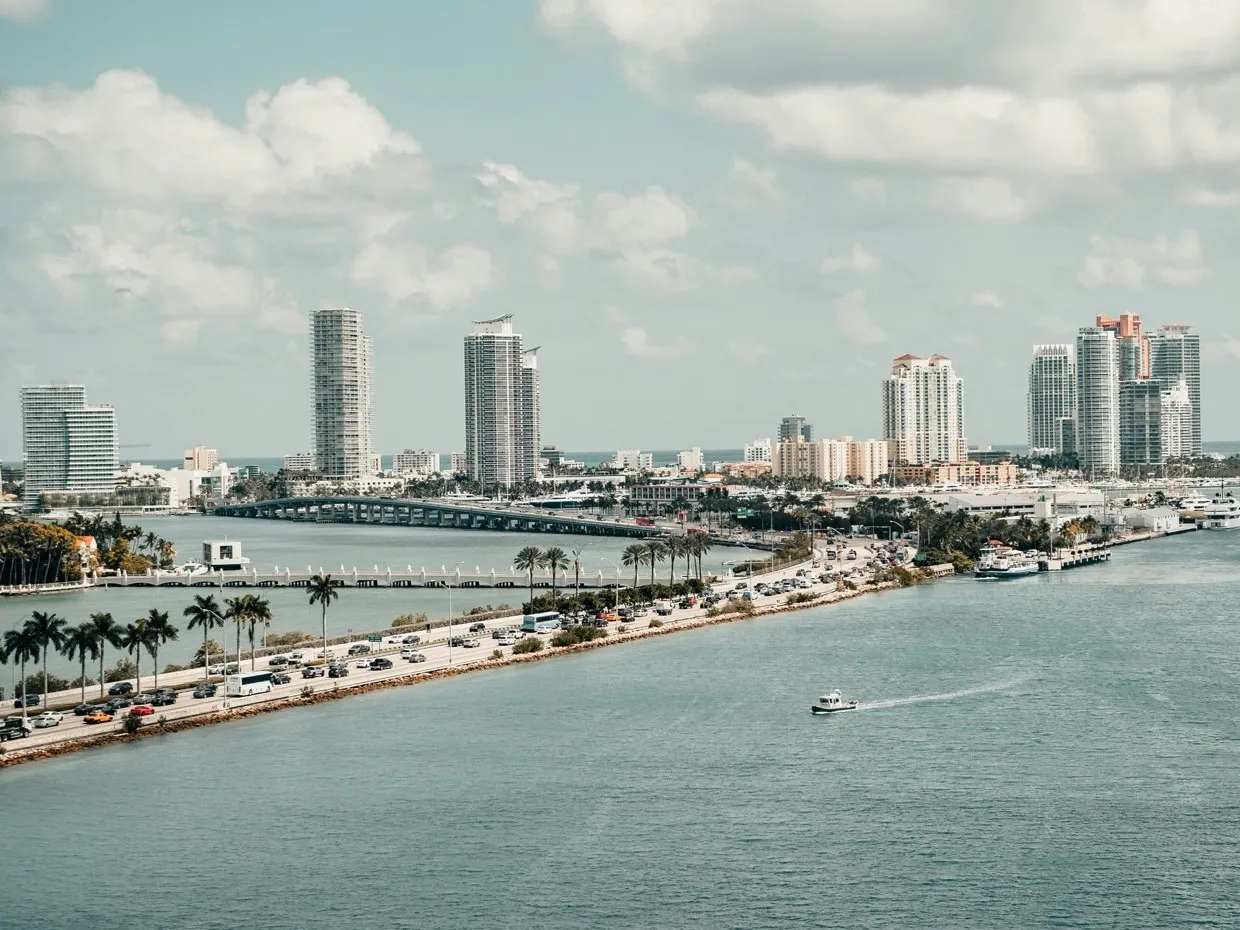 Miami skyline seen from Biscayne Bay